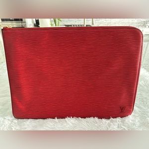 Authentic‎ Louis Vuitton Epi Leather Red Jules GM Pochette Bag Clutch Pouch